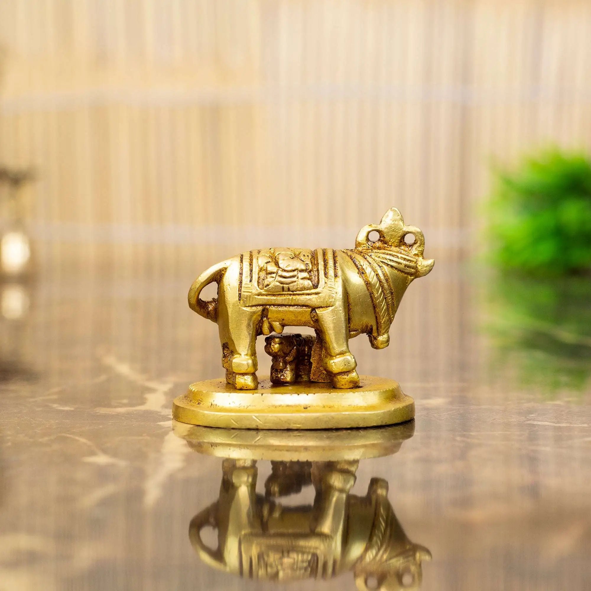 Solid Brass Kamadhenu Cow and Calf | Idol of Prosperity
