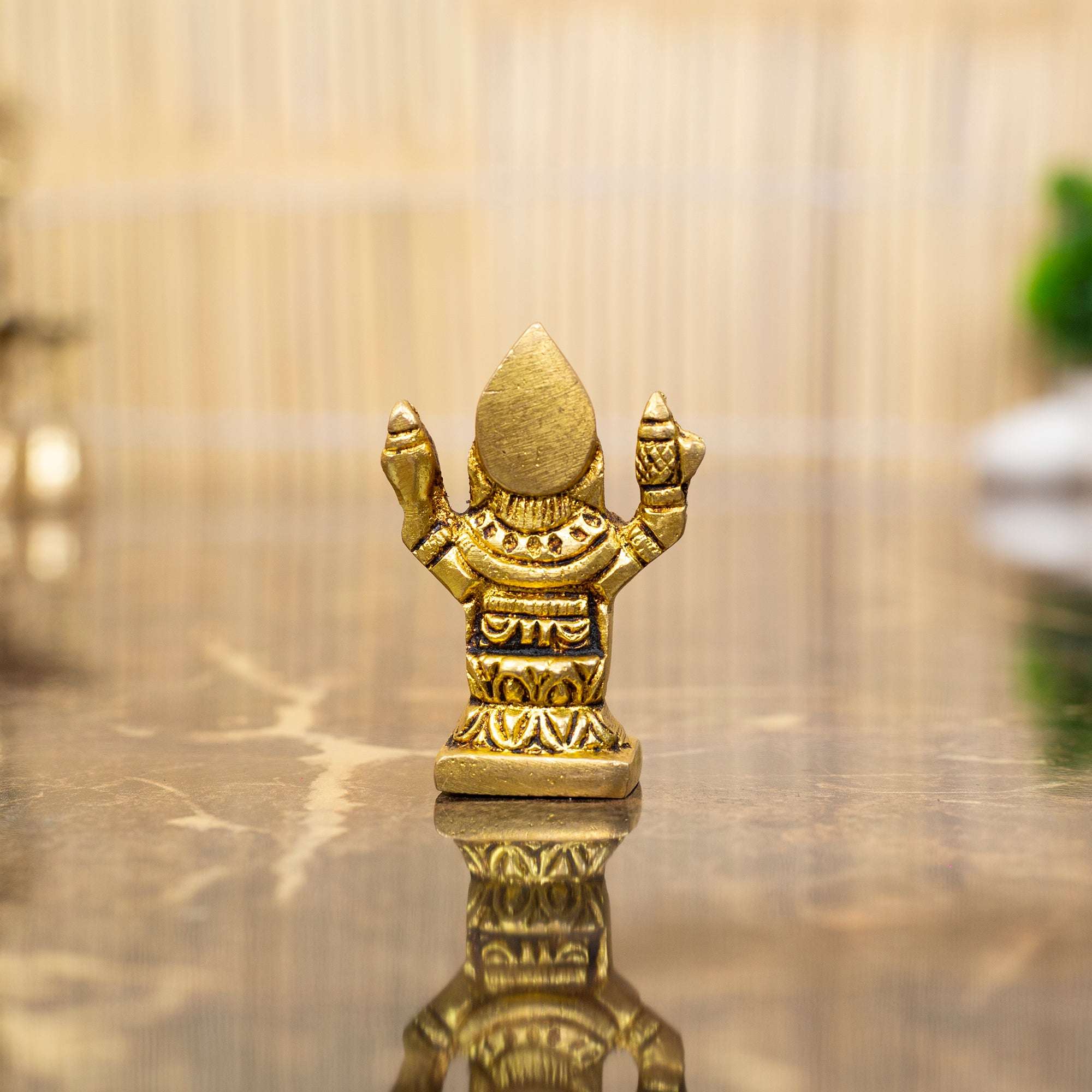 Compact Brass Standing Ganesha Idol