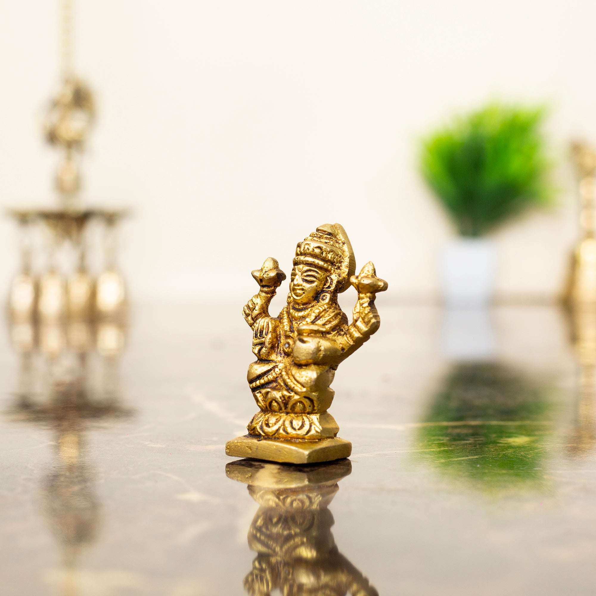 Compact Brass Standing Lakshmi