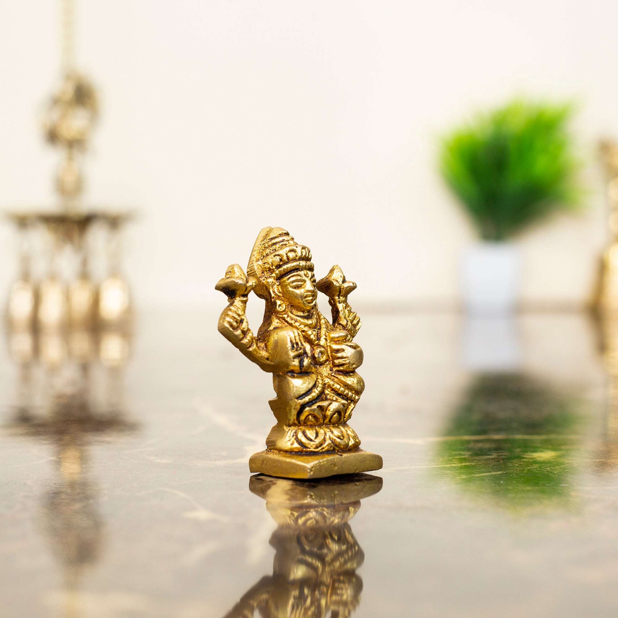 Compact Brass Standing Lakshmi