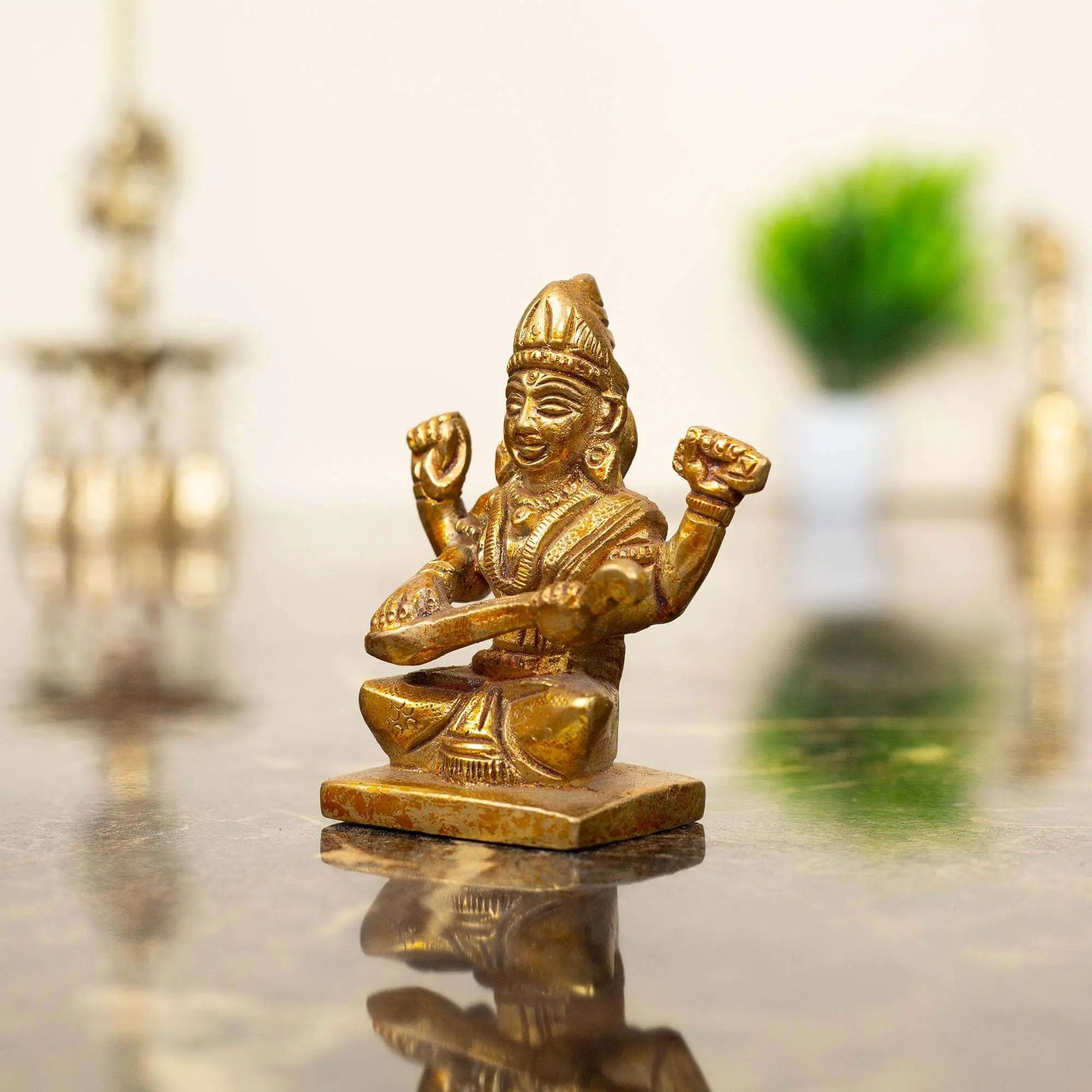 Solid Brass Saraswati Murti | For Navratri, Knowledge & Creative Success