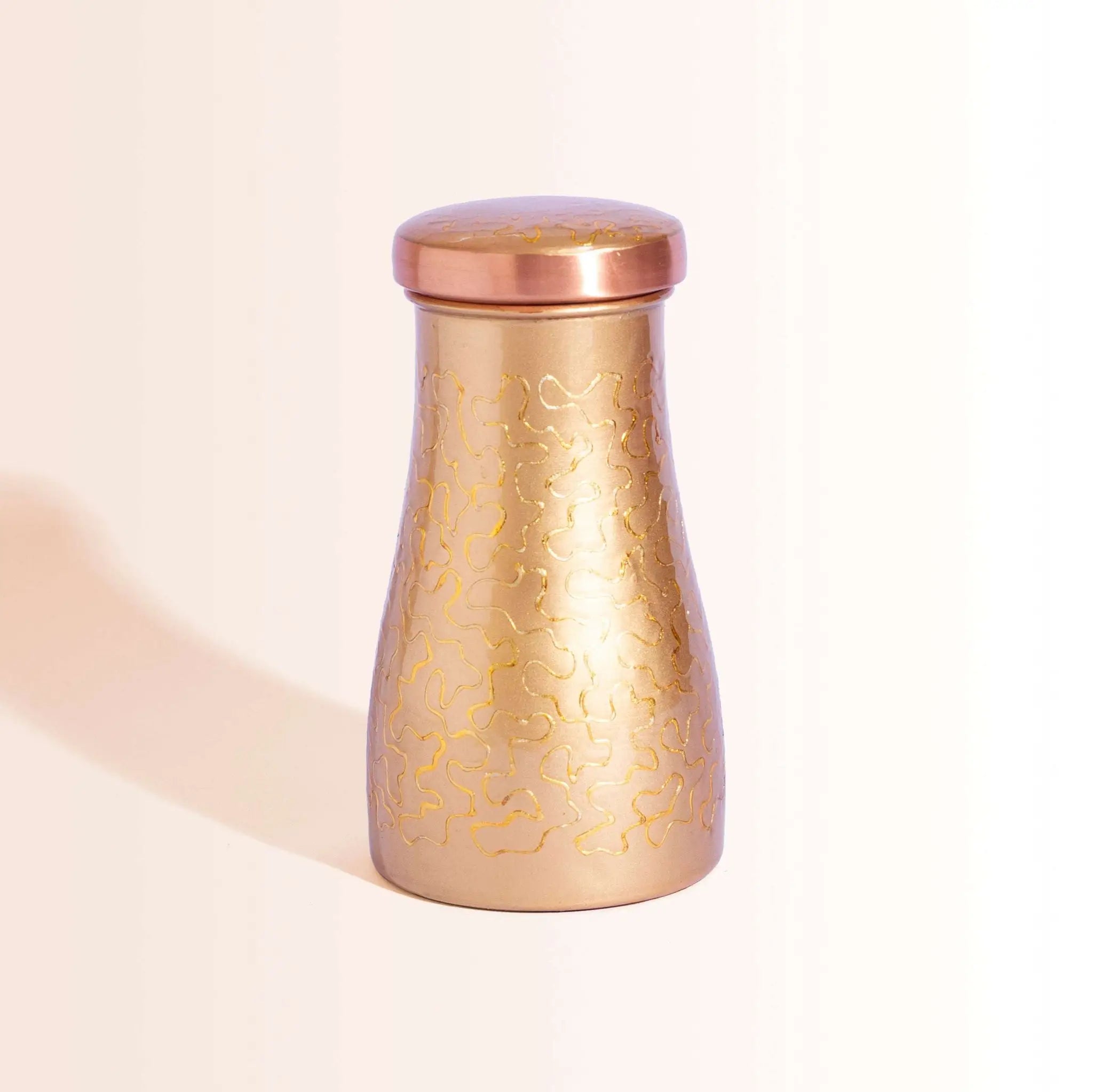 Modern 'Meena' Art Copper Carafe Set with 2 Tumblers | For Ayurvedic Hydration