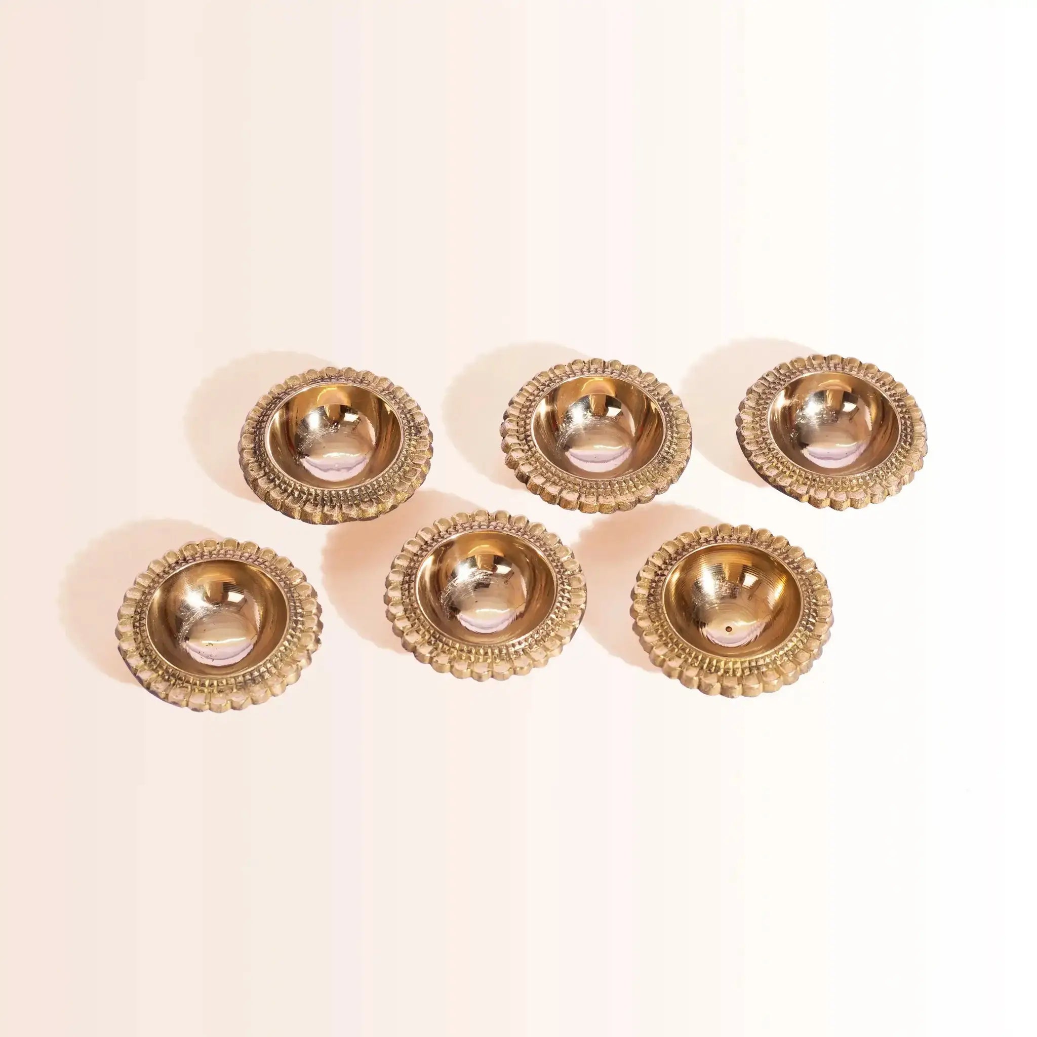 Set of 6 Heavyweight Brass Diyas in Gift Box | For Diwali Decoration & Puja