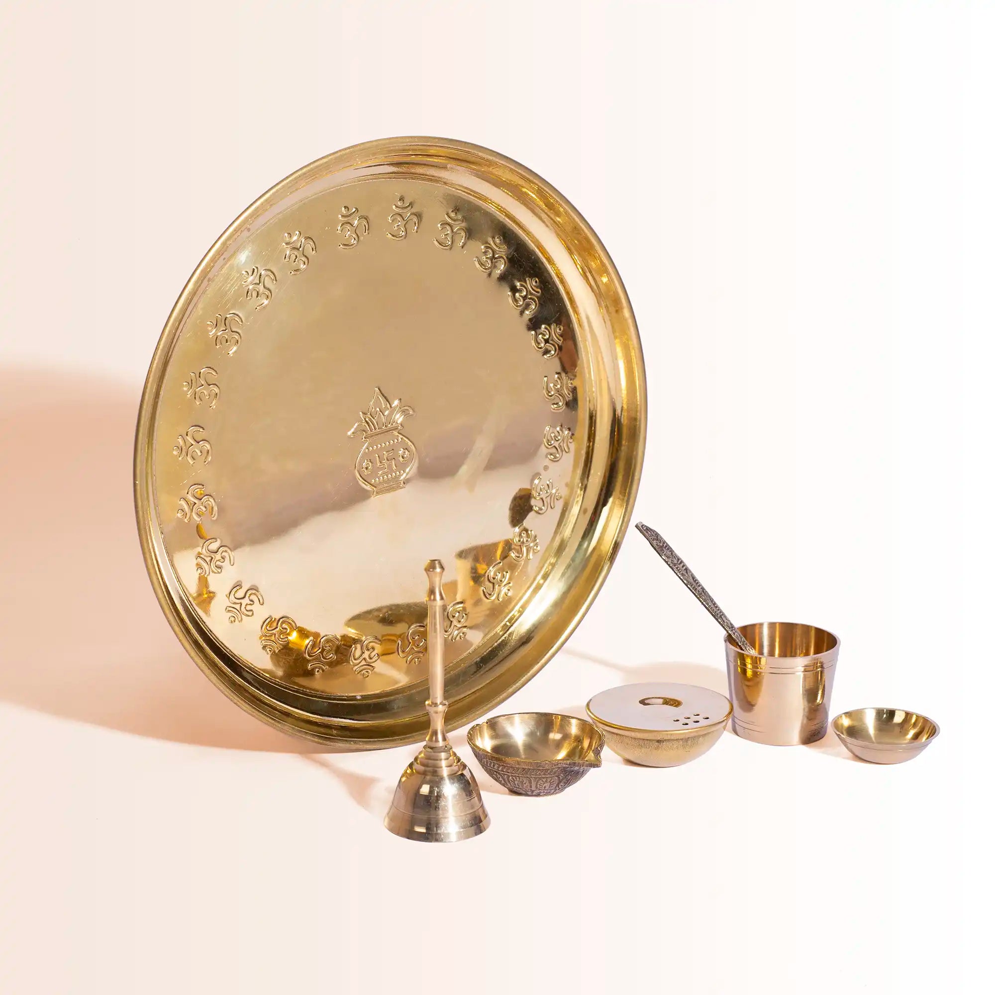 Saarvi Complete Brass Puja Thali Set | For Diwali & Festive Rituals