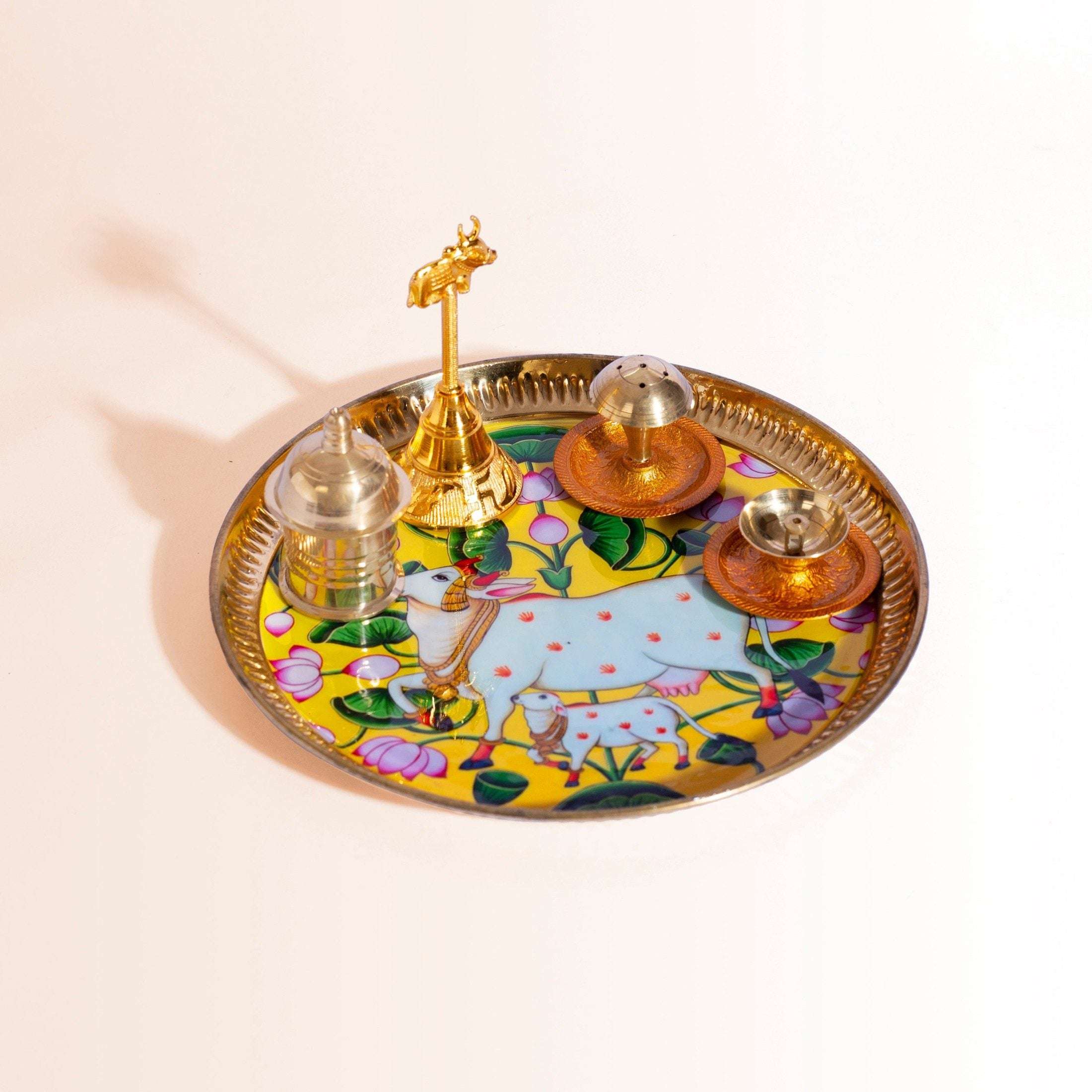 Complete Diwali Puja Thali Gift with Sacred Cow (Kamadhenu)
