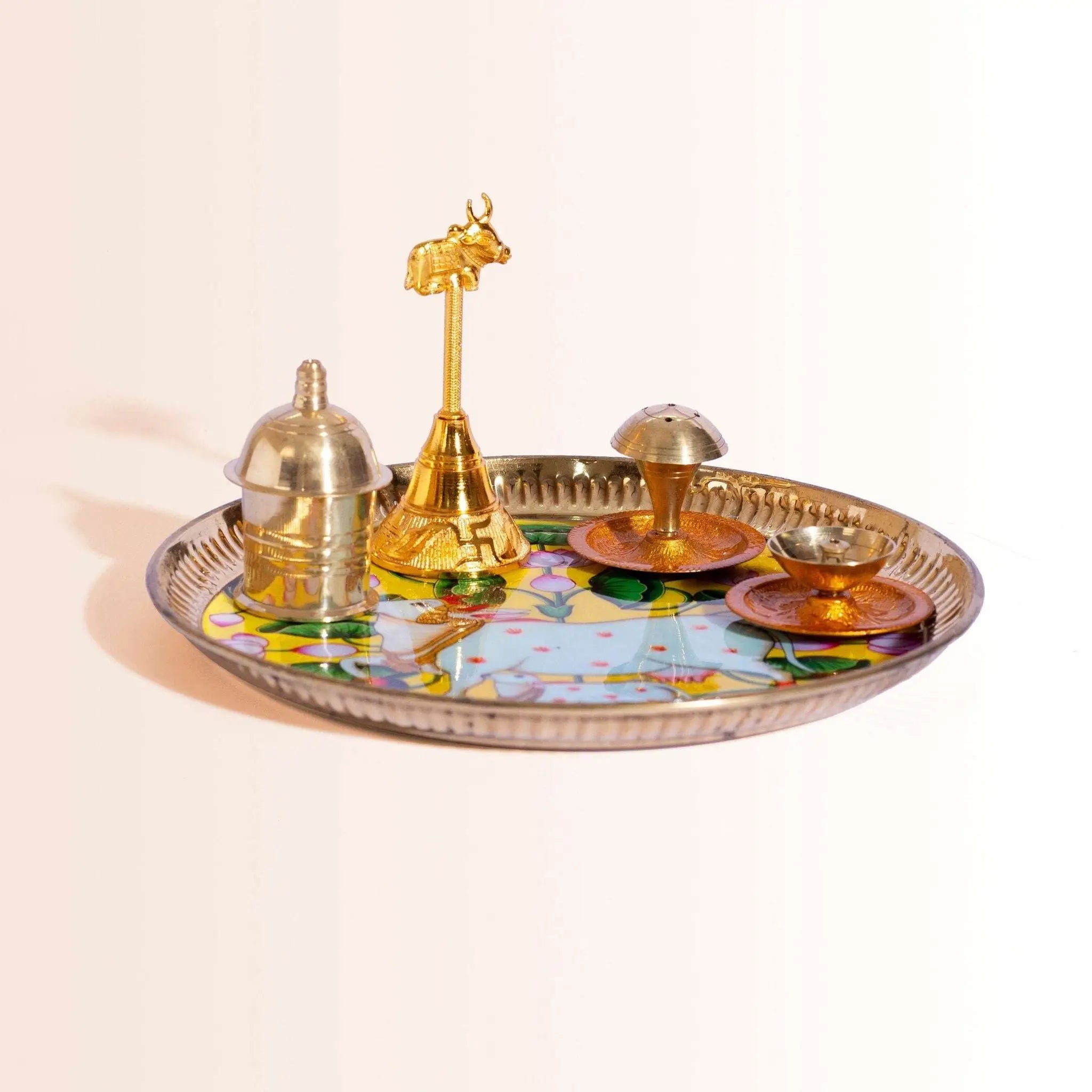 Complete Diwali Puja Thali Gift with Sacred Cow (Kamadhenu)
