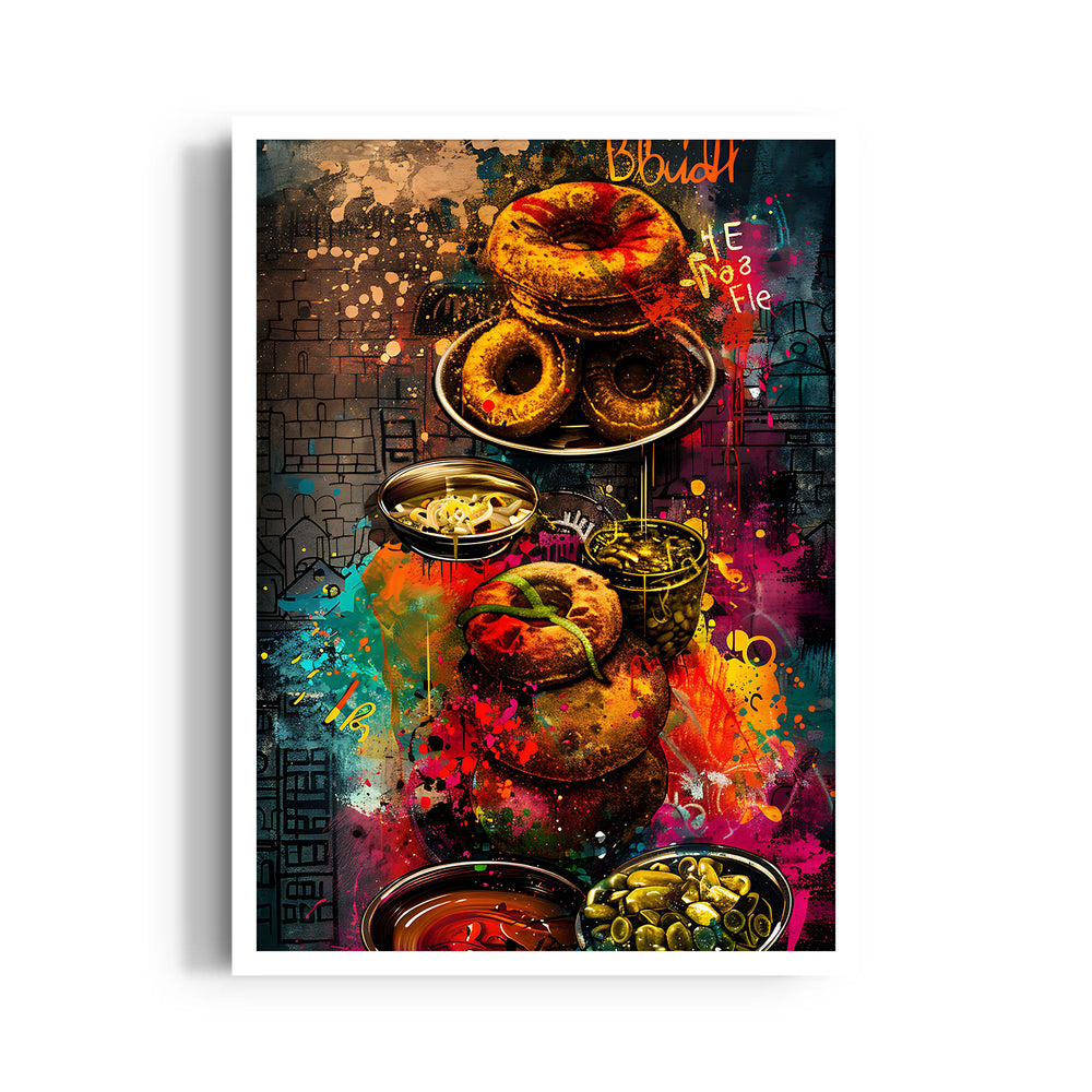 Urban Bagel Feast - Street Food Wall Art - Pillow Fights