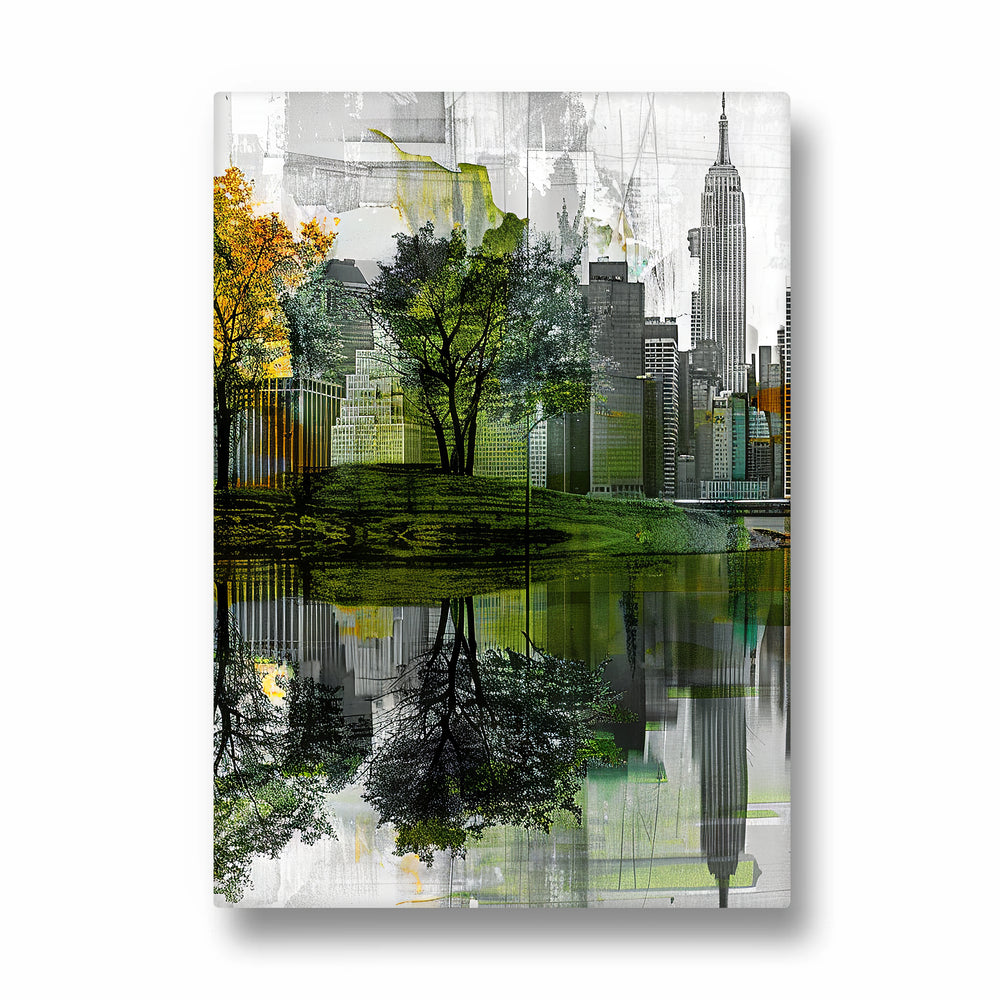 Urban Park Reflection – Modern Cityscape Wall Art
