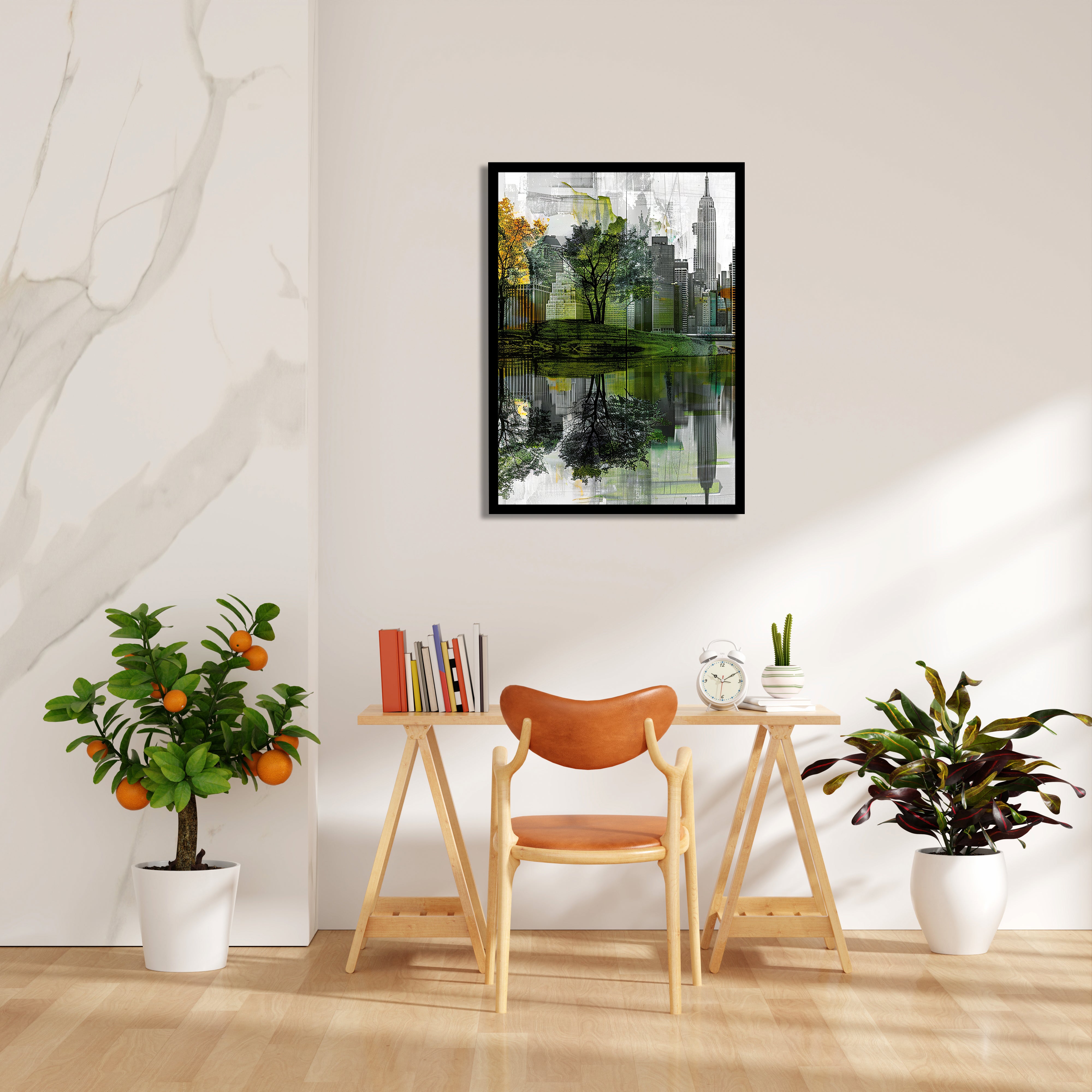 Urban Park Reflection ??? Modern Cityscape Wall Art