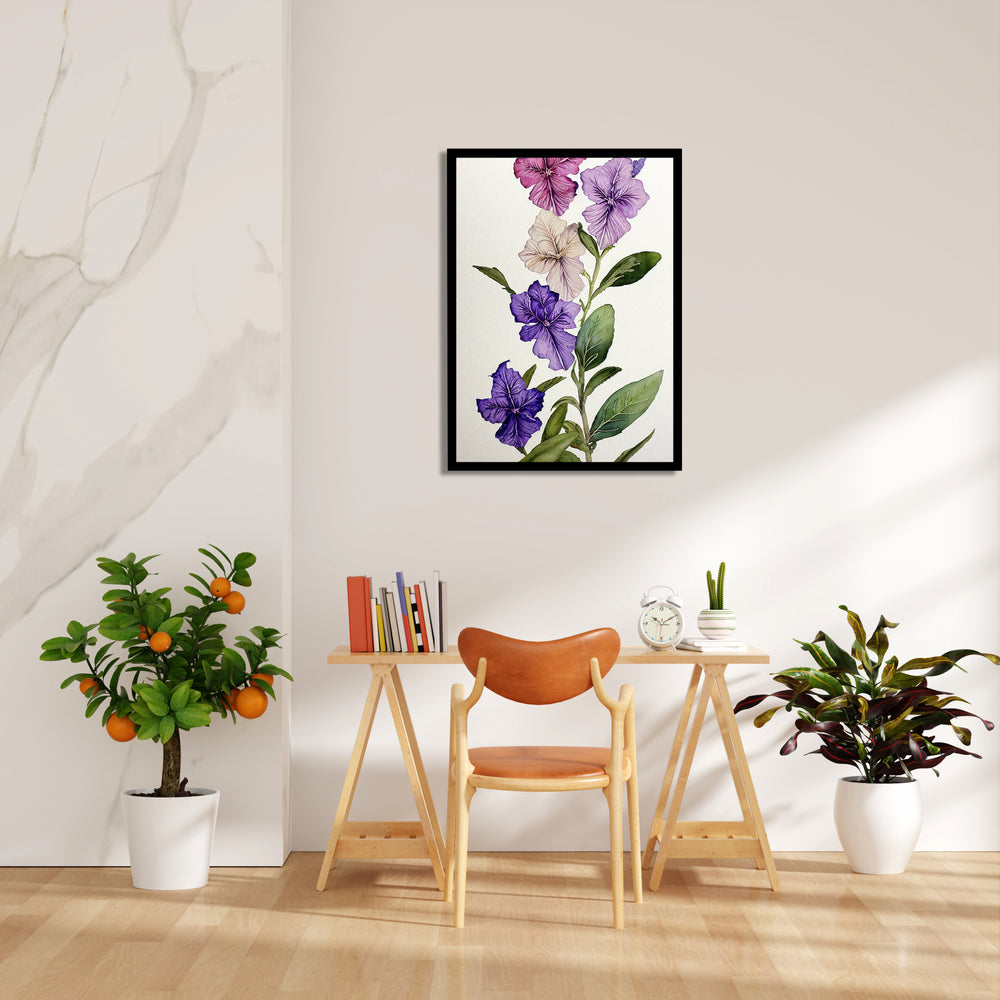 Violet Petunia Garden - Botanical Wall Art - Pillow Fights