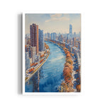 Watercolor River Cityscape ??? Modern Skyline Wall Art - Pillow Fights