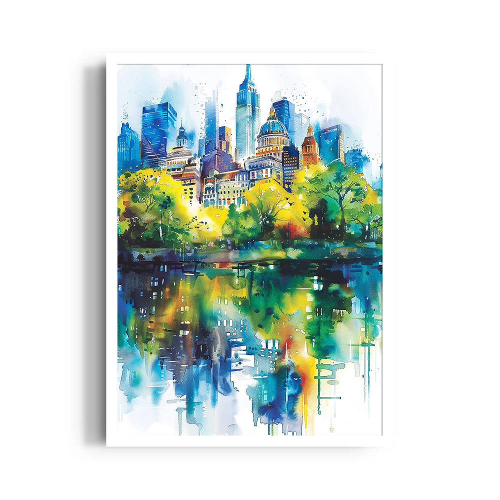 Watercolor Urban Reflection - City Wall Art