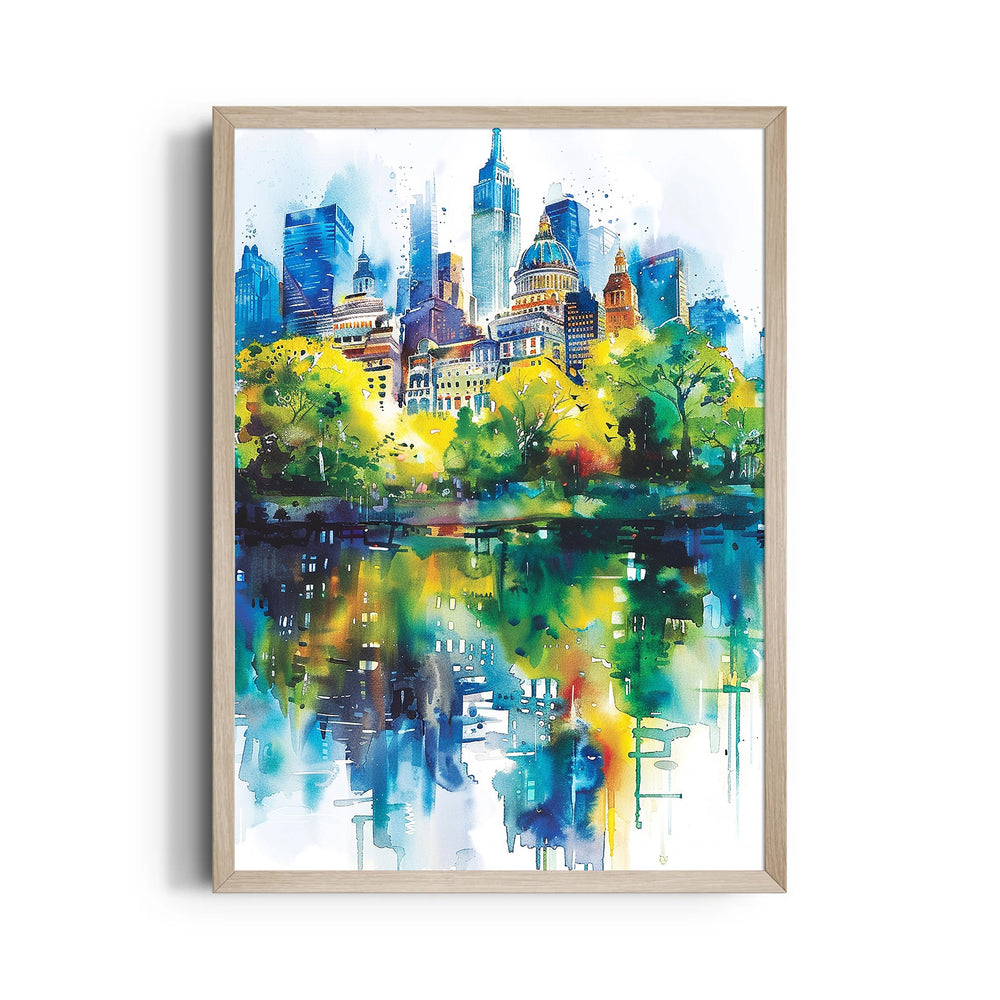 Watercolor Urban Reflection - City Wall Art