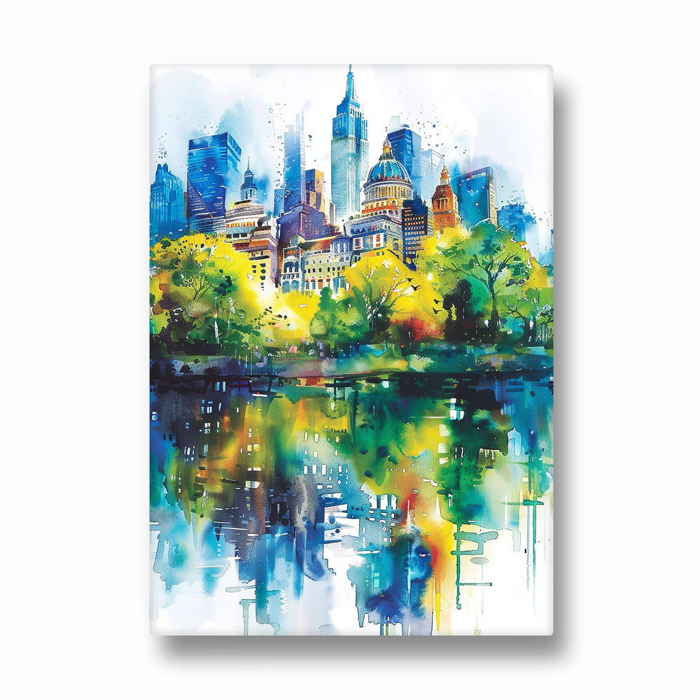 Watercolor Urban Reflection - City Wall Art
