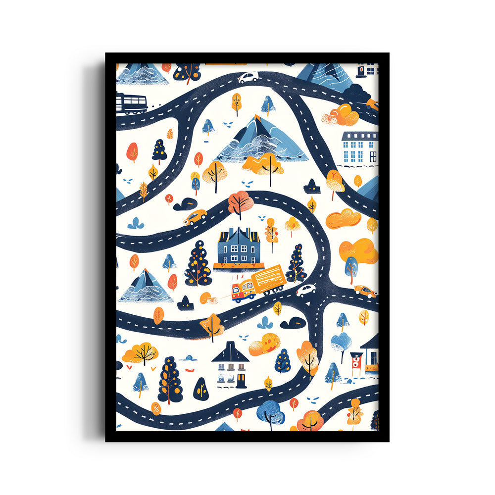 Whimsical Journey Trails - street map wall art