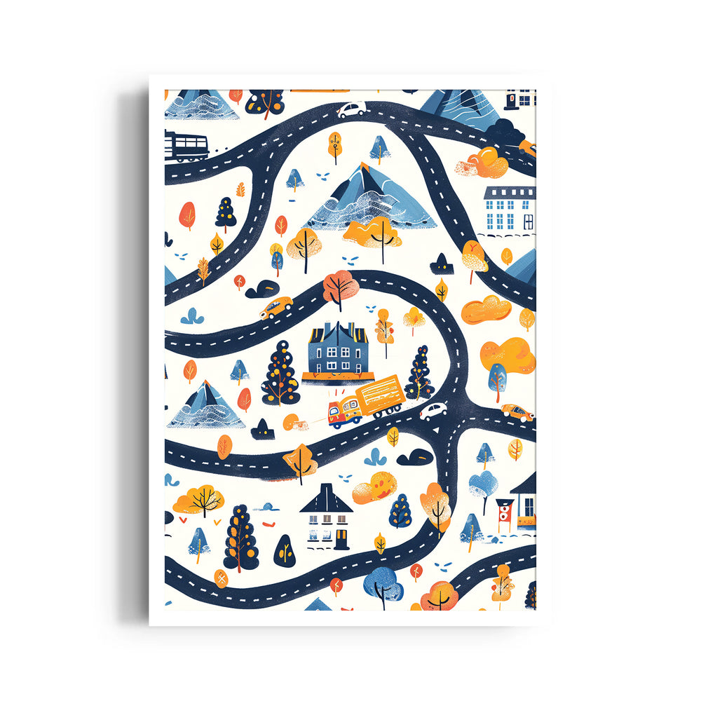 Whimsical Journey Trails - street map wall art
