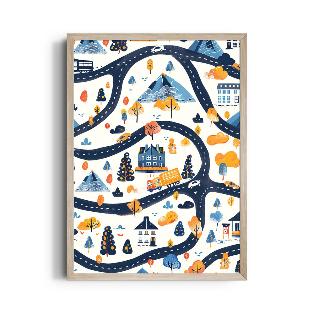 Whimsical Journey Trails - street map wall art