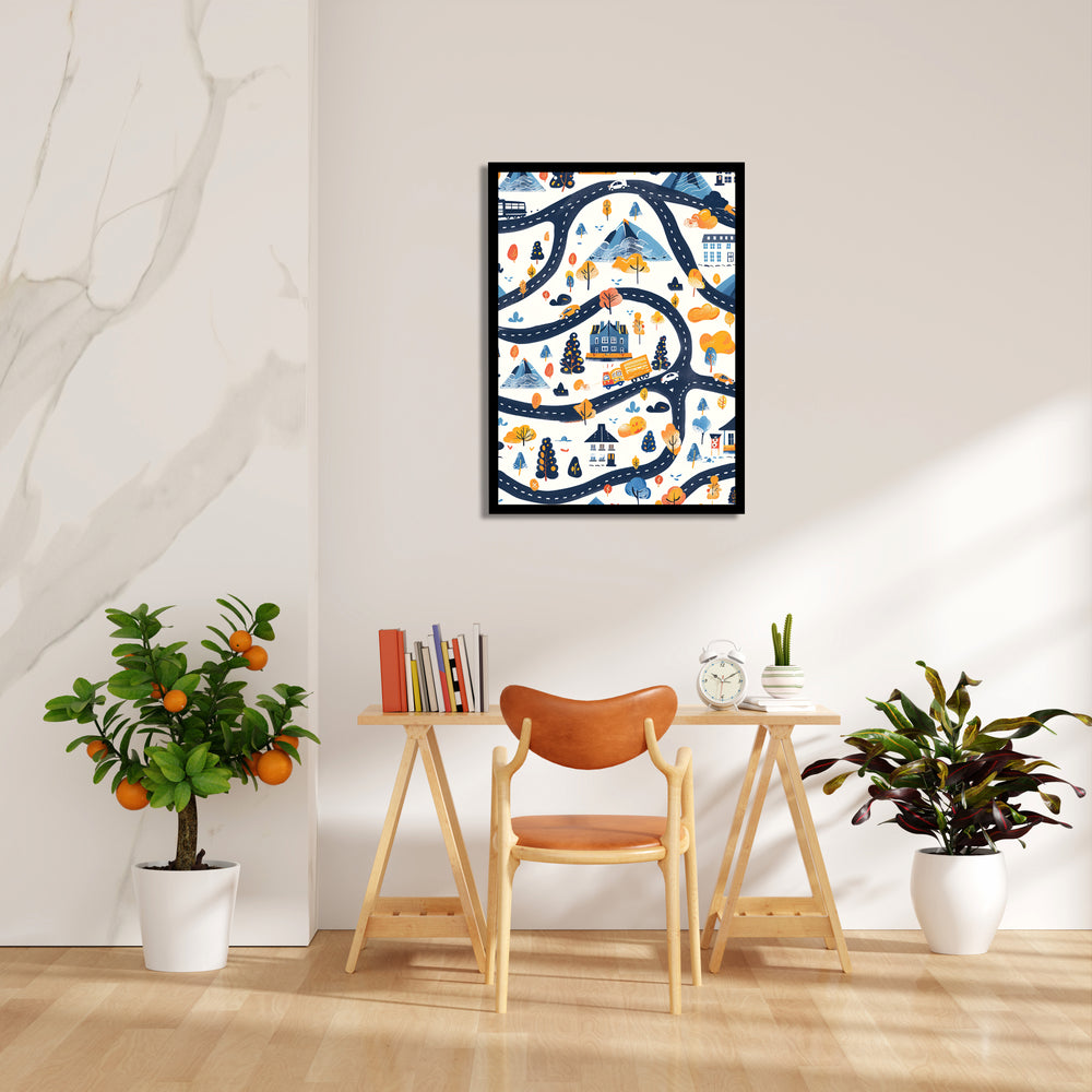 Whimsical Journey Trails - street map wall art
