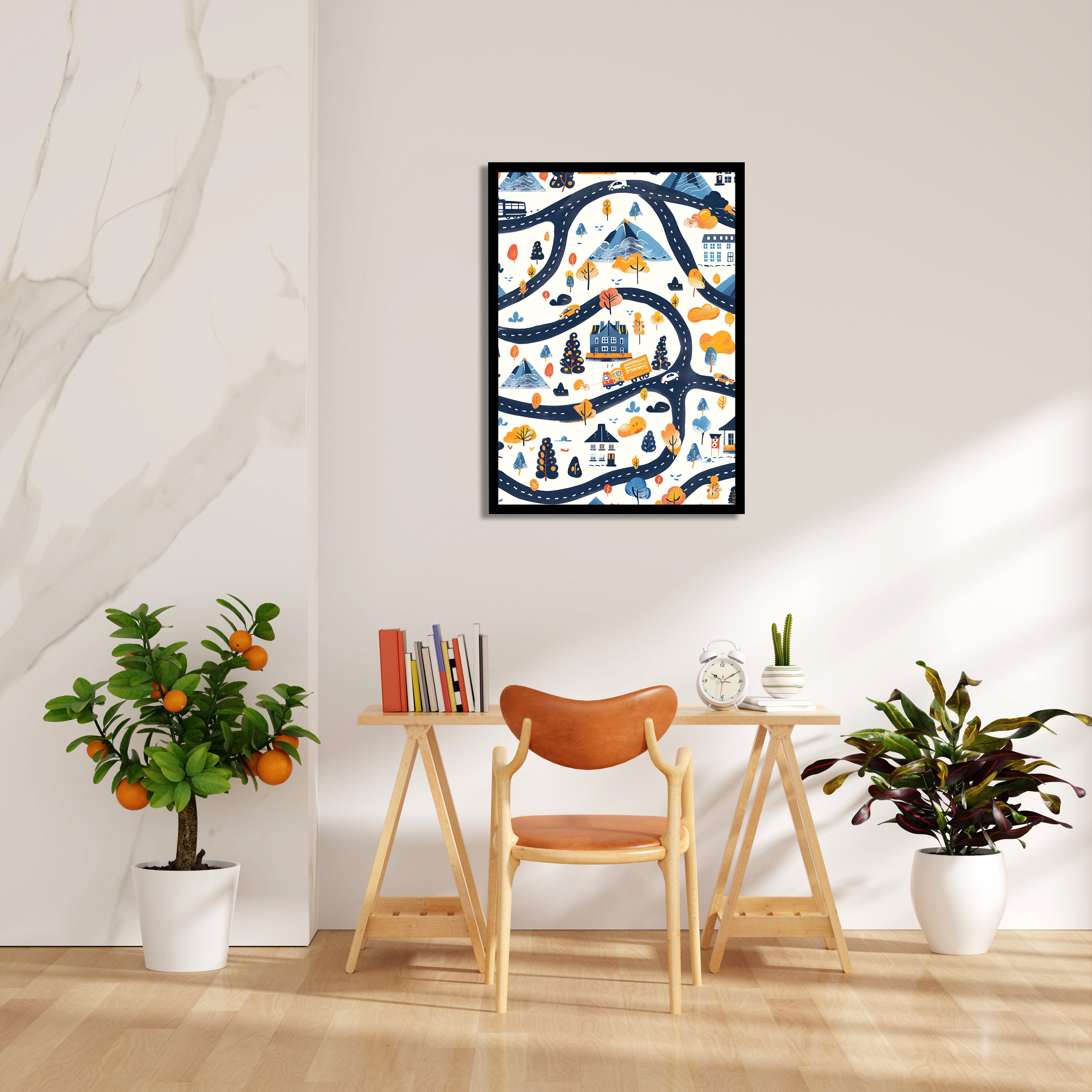 Whimsical Journey Trails - street map wall art