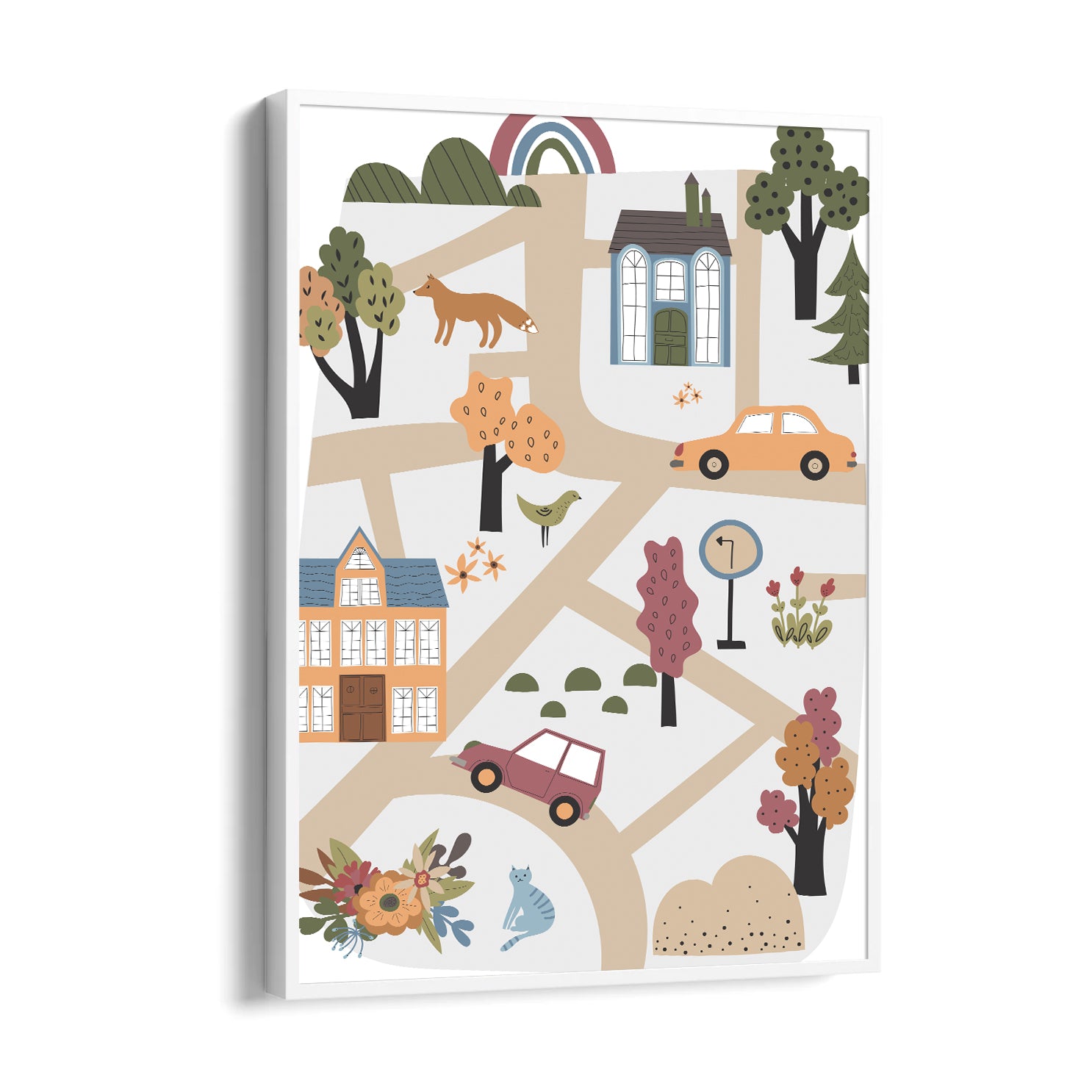 Whimsical Village Paths - street map wall art