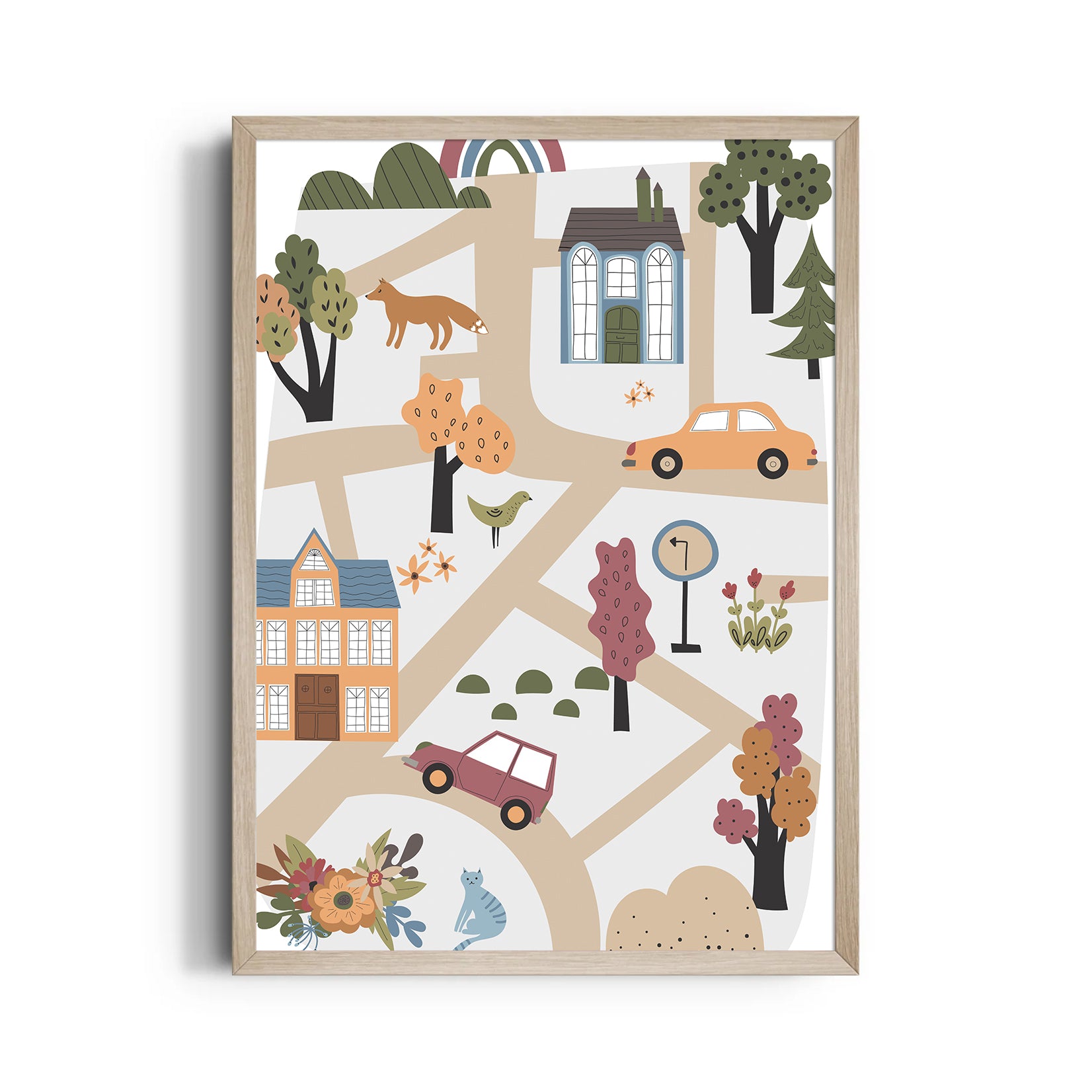 Whimsical Village Paths - street map wall art