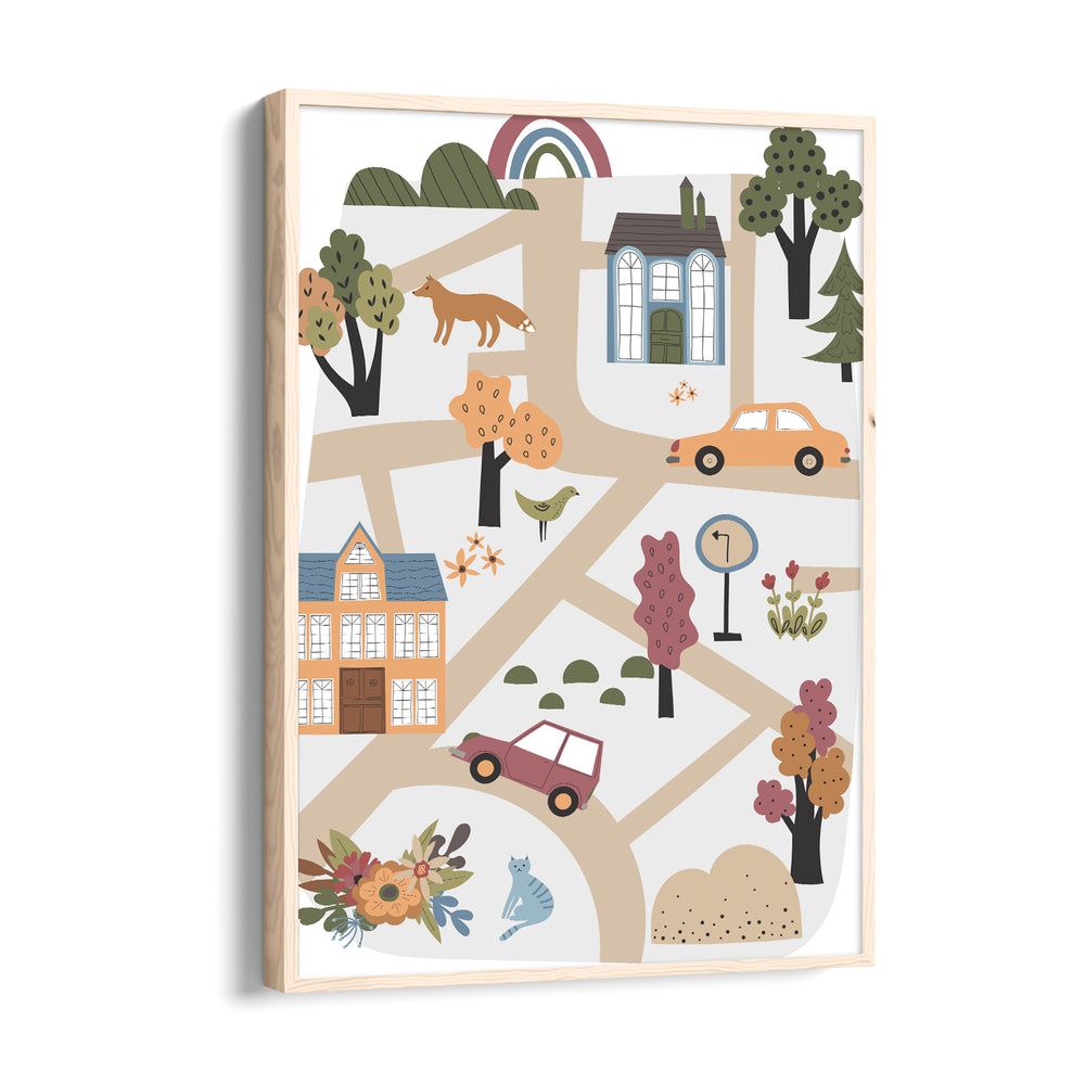 Whimsical Village Paths - street map wall art
