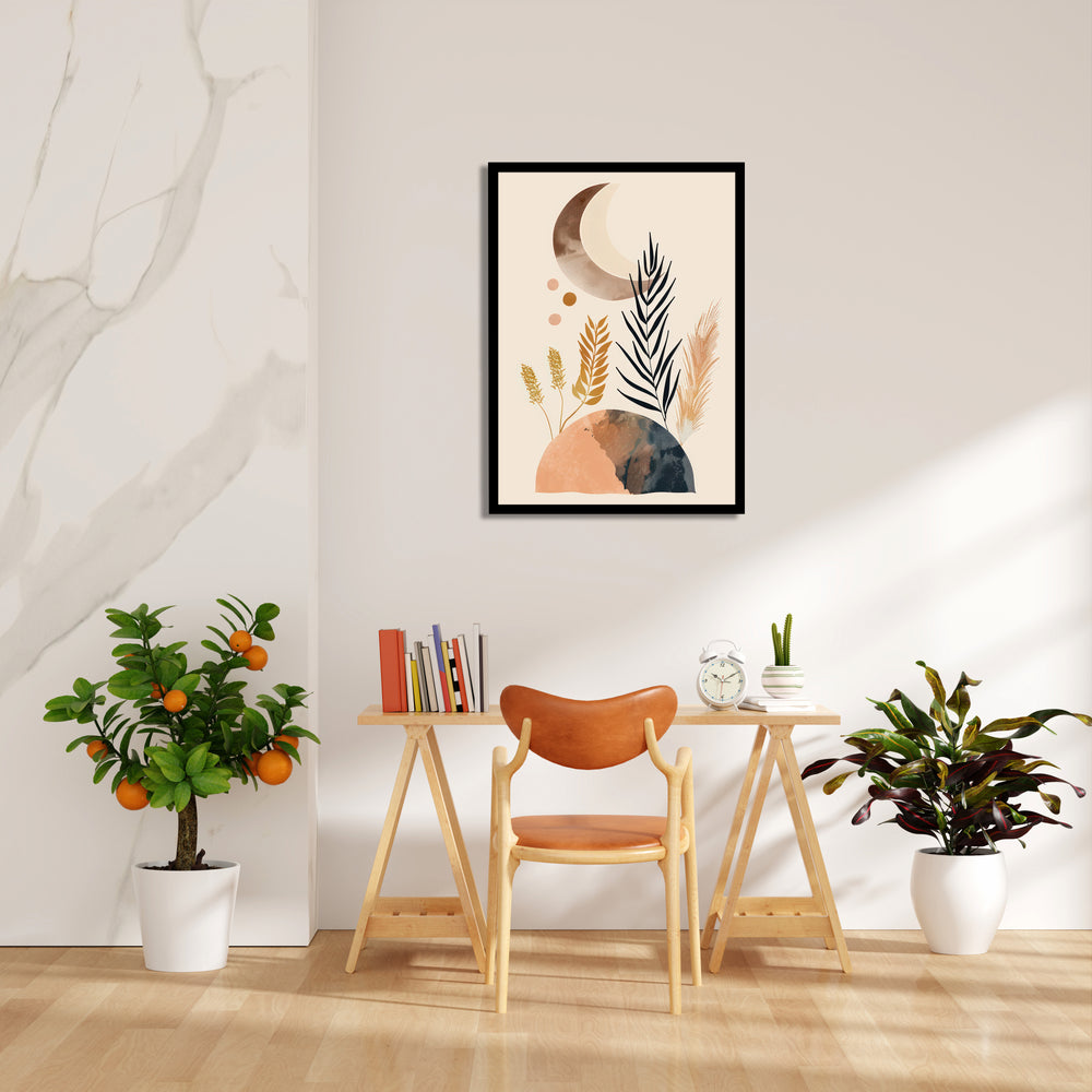 Boho Lunar Botanical Landscape - Boho Modern Wall Art