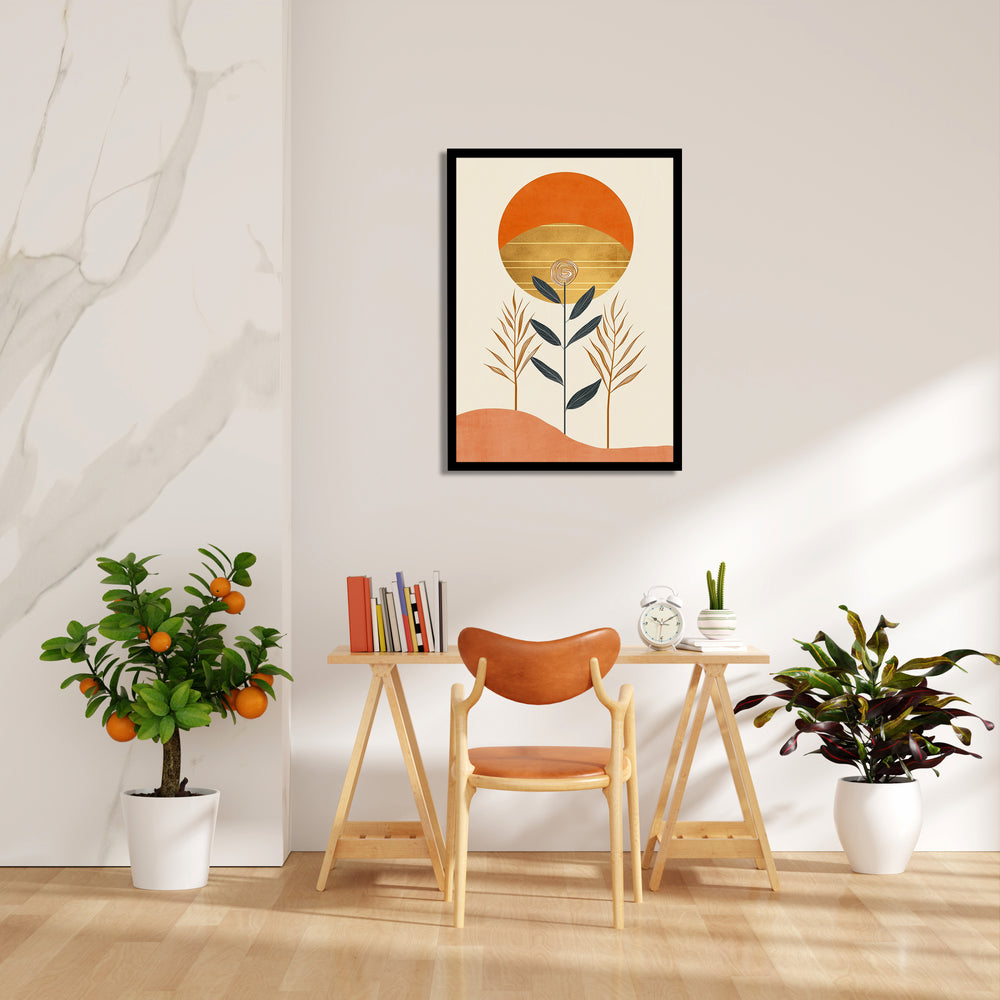 Boho Sunset Botanical Scene ??? Boho Modern Wall Art