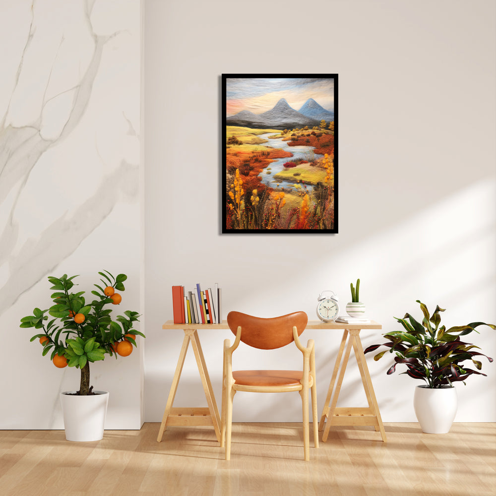 Autumn River Meadow – Landscape Modern Wall Art