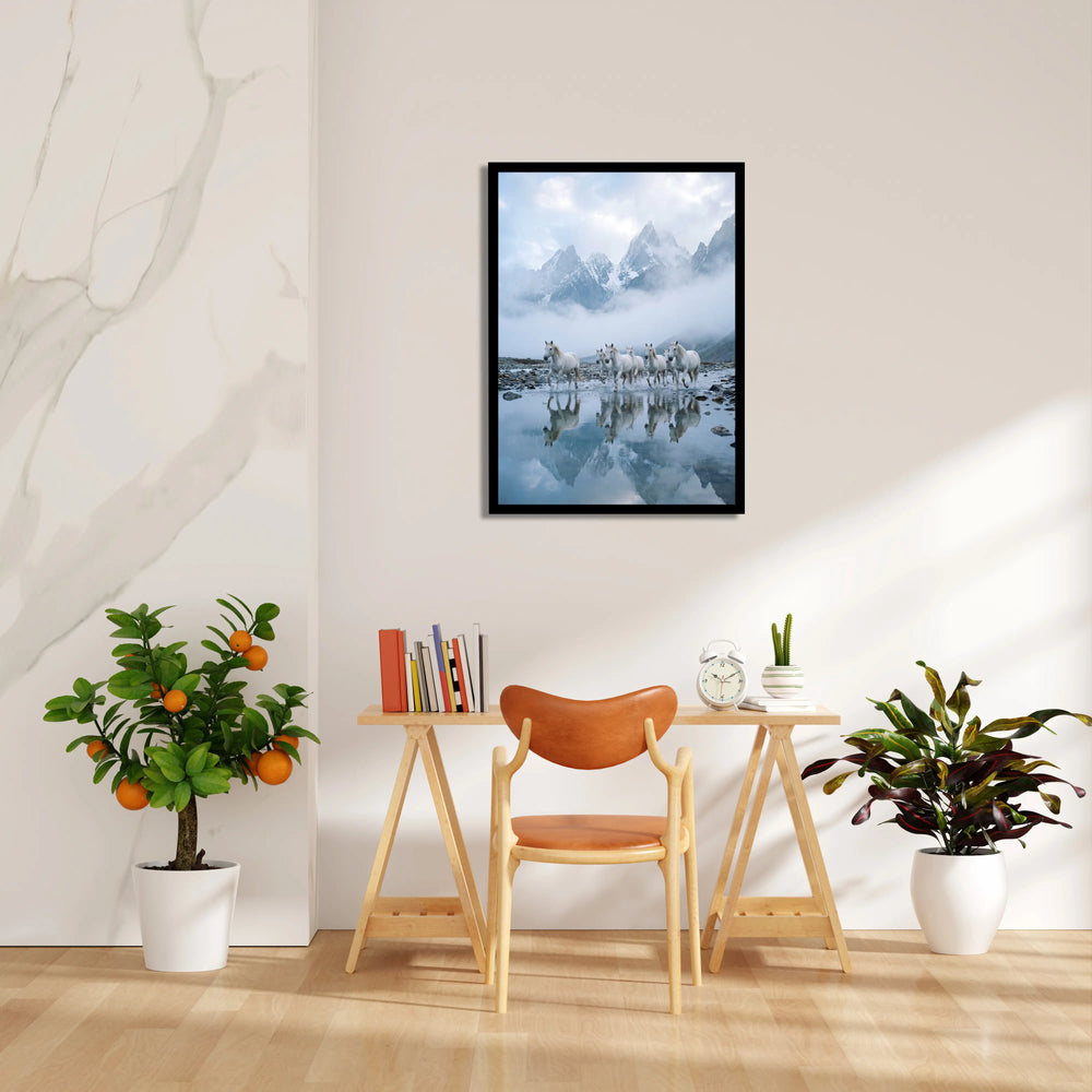 Alpine Reflection Surge — 7 Horses Vastu Art