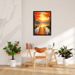 Autumn Lake Sunrise Pier - Landscape Modern Wall Art