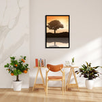 Amber Horizon Lone Tree – Landscape Modern Wall Art - Pillow Fights