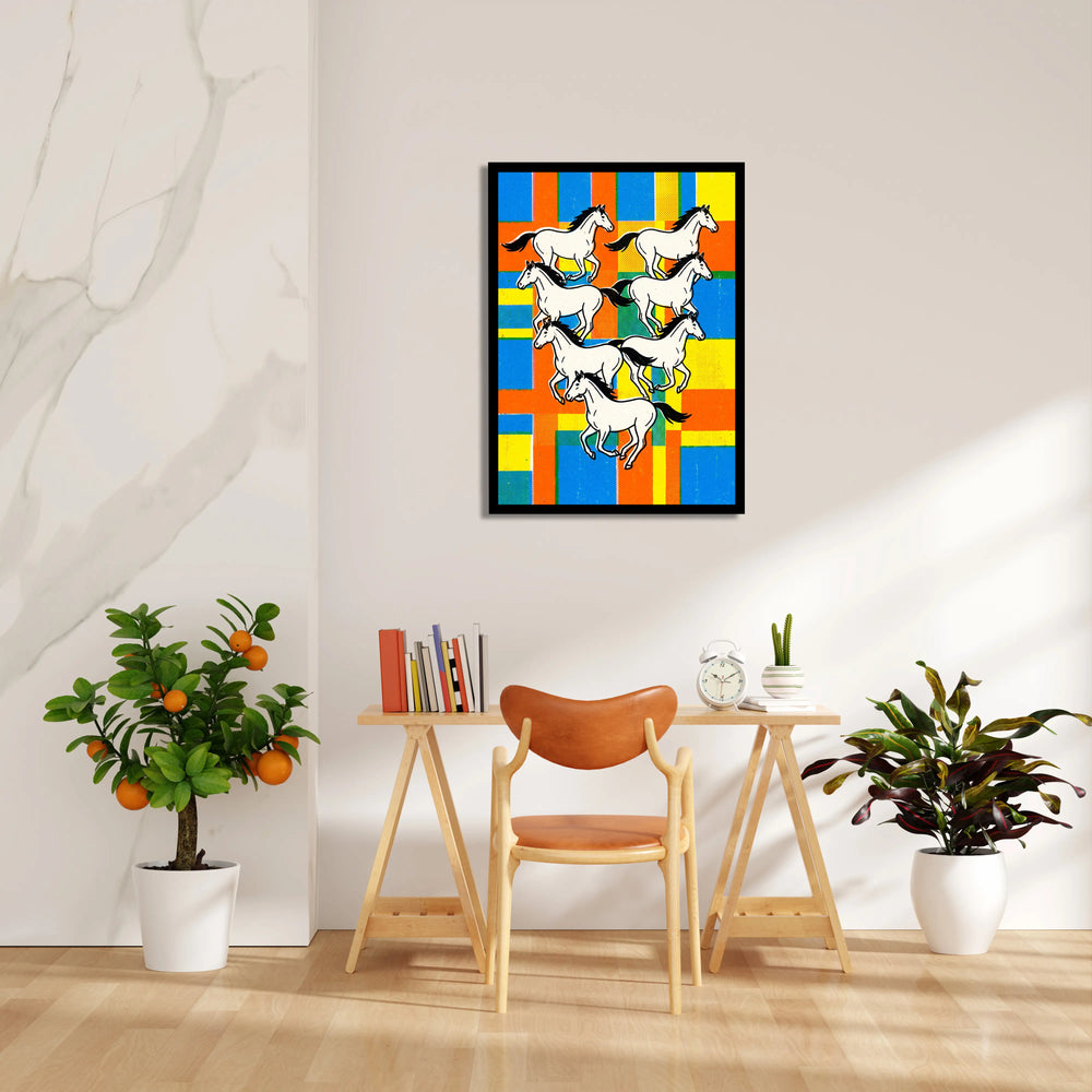 Geometric Vitality — 7 Horses Vastu Art