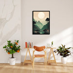 Emerald Valley Moonrise – Landscape Modern Wall Art - Pillow Fights