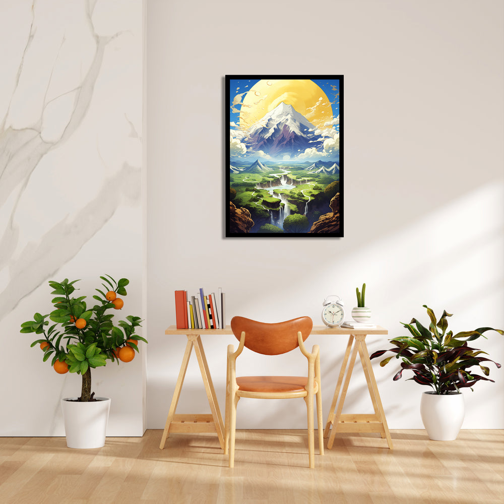 Celestial Summit Waterfall Valley – Landscape Modern Wall Art - Pillow Fights