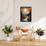 Autumn Moonlit Mountain Stream - Landscape Modern Wall Art - Pillow Fights