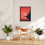 Crimson Lake Sunset Cabin - Landscape Modern Wall Art