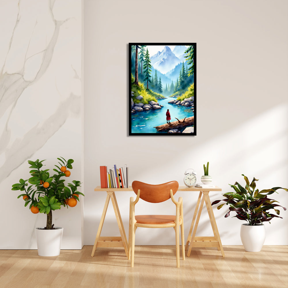Serene Mountain River View – Landscape Modern Wall Art - Pillow Fights