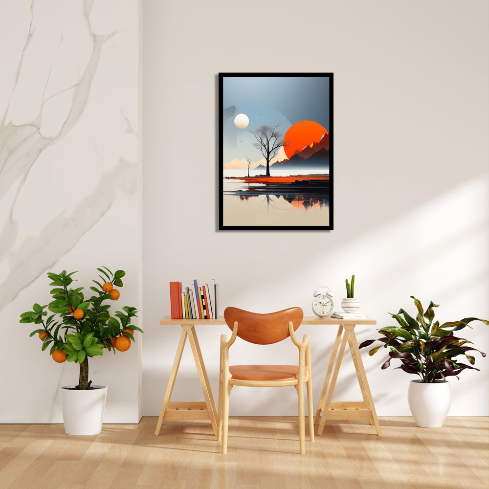 Twin Suns Silent Lake - Landscape Modern Wall Art