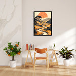 Golden River Sunset Path – Landscape Modern Wall Art - Pillow Fights