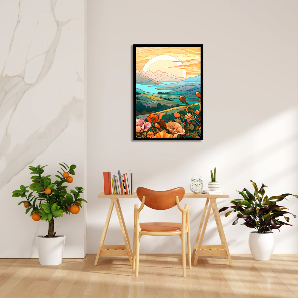 Sunrise Blossom Valley - Landscape Modern Wall Art