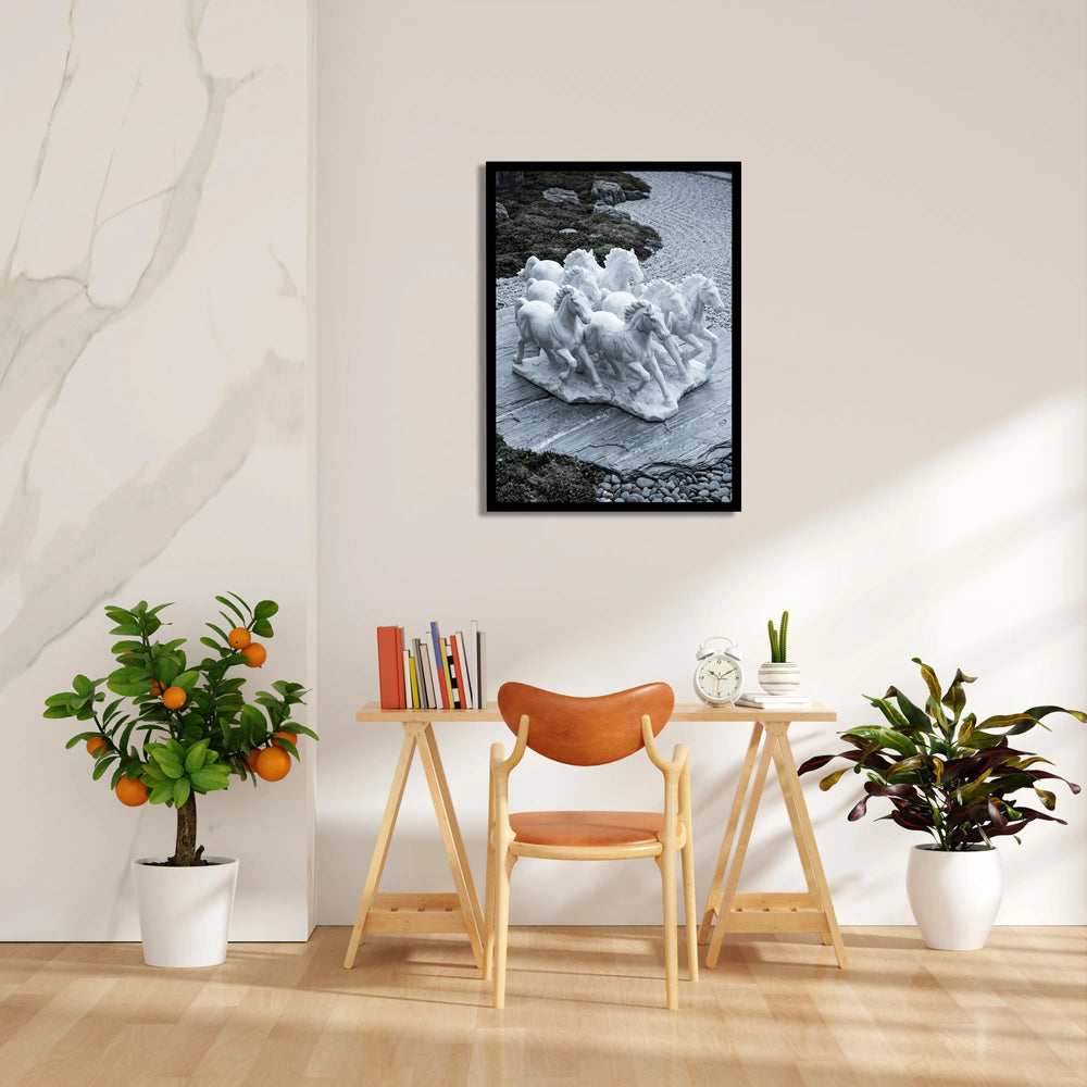 Marble Zen Gallop - 7 Horses Wall Art