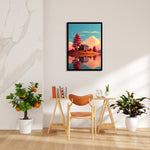 Scarlet Island Cabin Reflection – Landscape Modern Wall Art - Pillow Fights