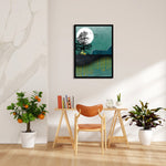 Emerald Moon Deer Haven – Landscape Modern Wall Art - Pillow Fights