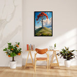 Scarlet Crown Hilltree – Landscape Modern Wall Art - Pillow Fights