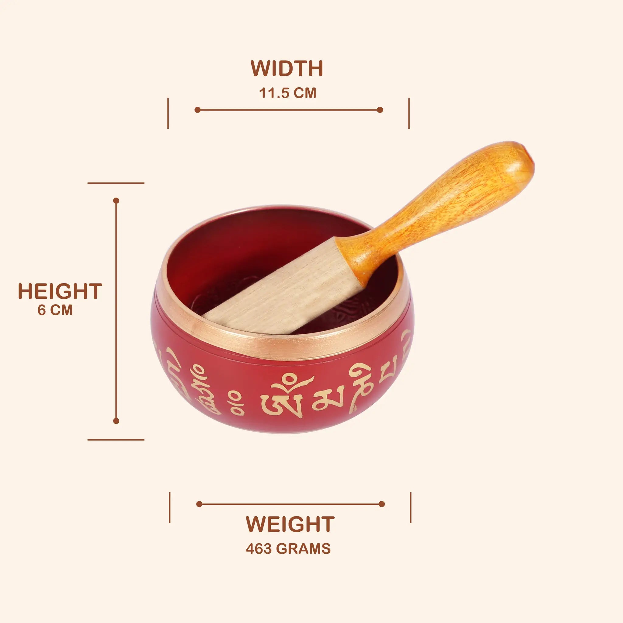 Red Tibetan Singing Bowl Set with Mallet | For Meditation, Healing & Stress Relief