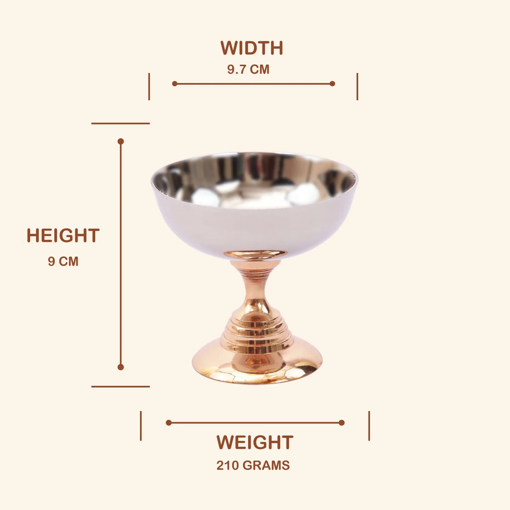 Elegant Copper & Stainless Steel Ice Cream Bowl | For Desserts & Festive Dining