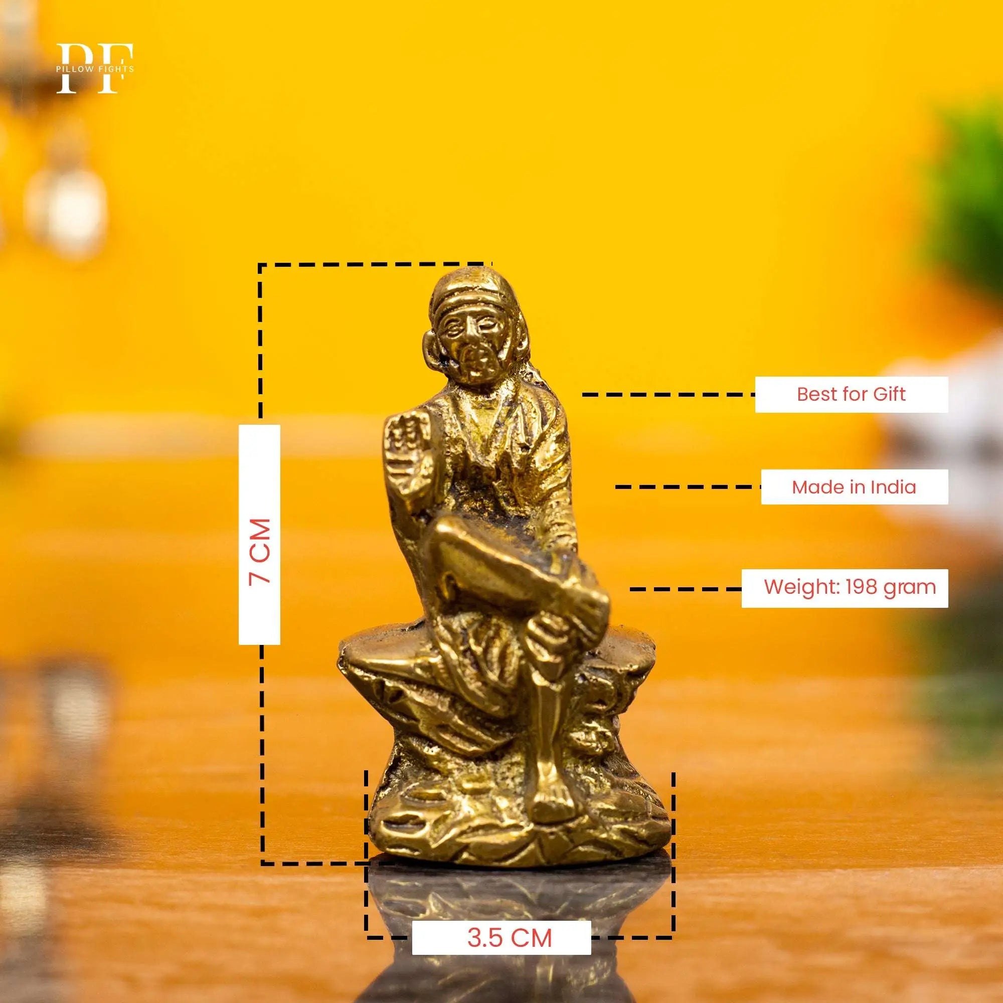 Solid Heavyweight Brass Sai Baba Idol | For Peace