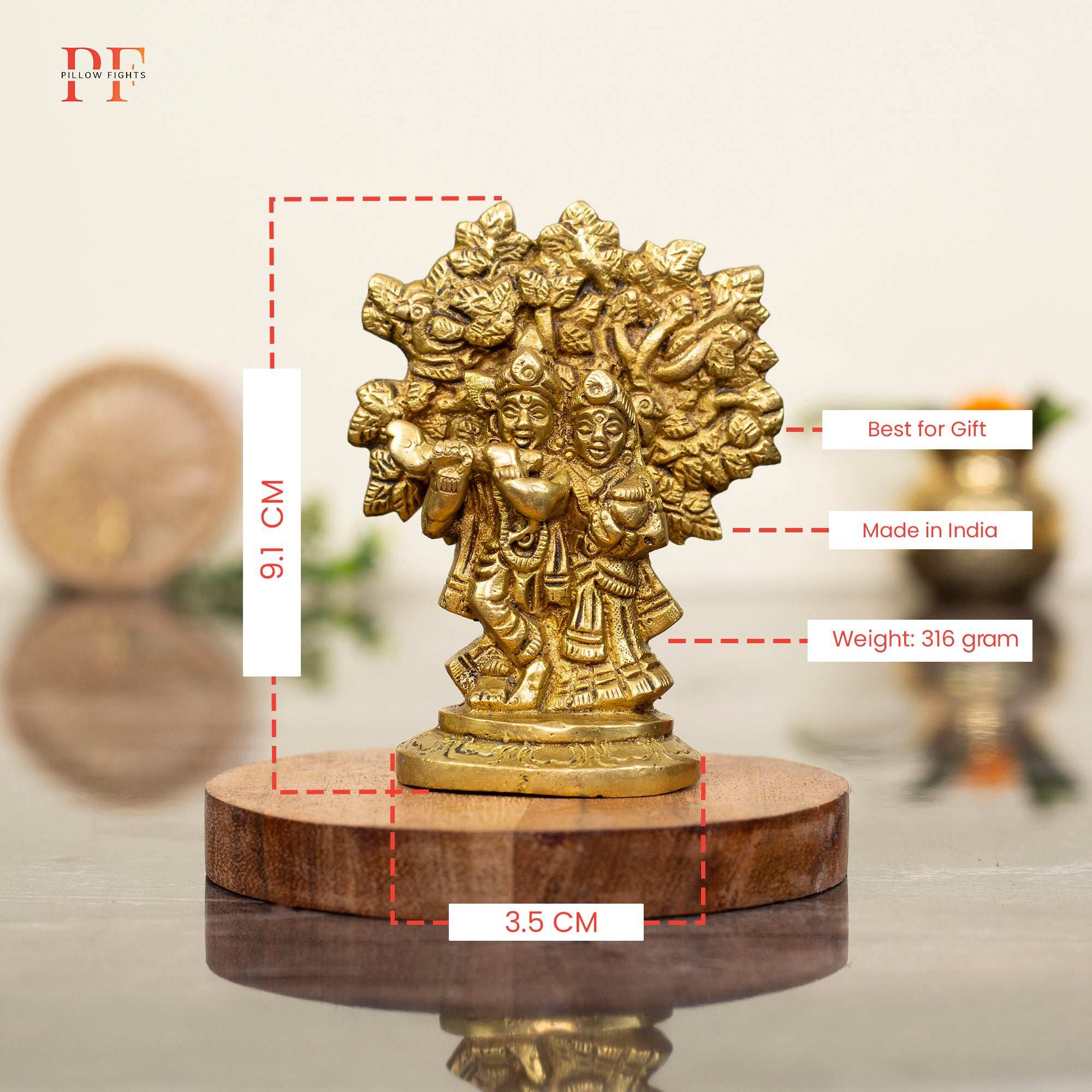 Enchanting Brass Radha Krishna Under Wish-Fulfilling Tree | Symbol of Harmony