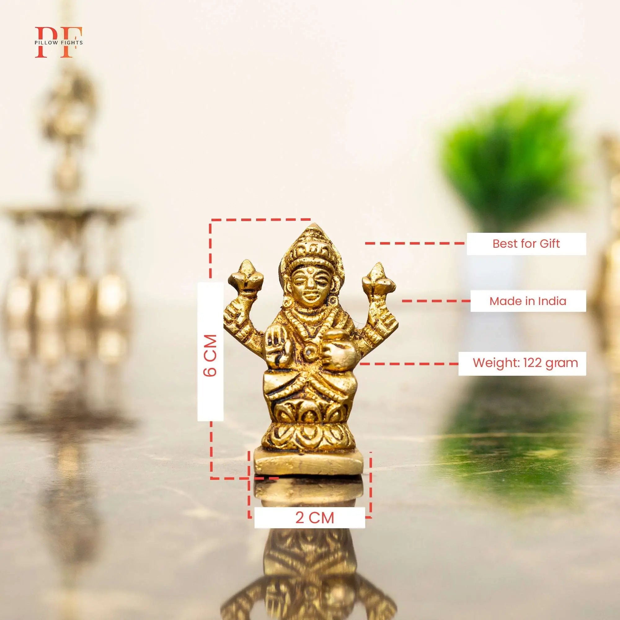 Compact Brass Standing Lakshmi